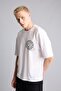 100% Cotton Smileyworld Boxy Fit Crew Neck Back Printed Drop Shoulder Short Sleeve T-Shirt H0359Ax26Au - 4