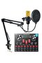 V8s Professional Condenser Microphone With V8S Live Sound Card And Studio Recording Broadcasting Set Black