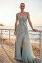 Women's Asymmetrical Strapless Detailed Deep Slit Long Evening Dress 6698 Çağla - 3