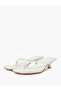 White Kitten Heel Thong Sandals - 2