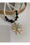 White Sun Detailed Necklace with Pearls