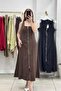 Square Neck Zipper Front Long Dress with Straps