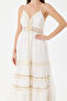 White Lace, Elastic Back, Tassel Detail, Strap Lined Long Dress, Size 38 - 42 - 6