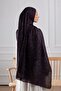 Ethnic Floral Patterned Soft Shawl Dark Plum - 5