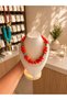 Women's Summer Orange Turquoise Bead Necklace - 2