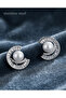 Brass Silver Color Zircon Stone Snail Model Pearl Detail Earrings