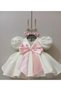 Girl's Fluffy Tulle Pearl Evening Dress Giant Bow Birthday Dress (with Buckle Gift) - 3