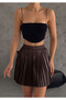 Women's Pleated Elastic Waist Shiny Lacquer Fabric Mini Skirt, Doesn'T Show under Clothes, 45 cm - 2