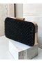 Black Color Gold Metal Detailed Stoned Women's Evening Dress Bag Wedding Engagement Graduation - 2