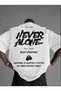Men's Oversize Back Printed Graphic Design Casual T-Shirt