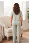 Women's Oversized Printed Long Sleeve 100% Cotton Crew Neck Pajama Set - 3