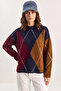 Women's Baklava Navy Blue Claret Red Sweater - 8