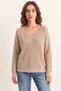 Women's V-Neck Lace Detailed Knitwear Beige Sweater - 7