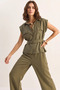 Women's Padded Belt Detailed Pocketed Vest with Elastic Waist Modal Khaki Set - 6