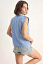 Women's Cotton Gingham Patterned Blue Shirt - 6