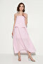 Women's Adjustable Strap Cape Detailed Lined Maxi Pink Dress - 6