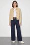 Women's Belted Lycra Wide Leg Denim Navy Blue Trousers
