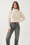 Women's Turtleneck Braided Knitwear Cream Sweater - 5