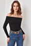 Women's Madonna Collar Black Blouse - 4