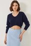 Women's Knitwear Navy Blue Sweater - 5