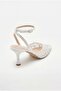 Women's Lace Detailed Pointed Toe Thin Heeled Shoes White - 4