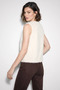 Women's Soft Textured Bearded Button Detailed Lined Cream Vest - 5