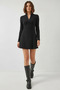 Women's Zippered Ribbed Ottoman Black Dress - 7
