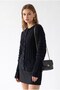 7042 Women's Soft Textured Ribbed Buttoned Knitwear Cardigan Black - 5