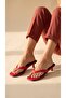 Lusia Women's Red Flip-Flop Low Heel Slippers Mule - 3