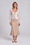 Midi Length Patchwork Suede Skirt