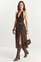 Women's Ethnic Pattern Tie-Dye Lined Chiffon Brown Skirt - 3
