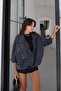 Navy Blue Embroidered Bomber Jacket - 4