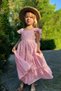 Girl's Bow Detailed Embroidered Scalloped Dress Pink