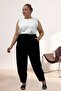69021 Plus Size Nora Shalwar Trousers with Elastic Waist - Black