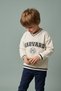 Unisex Kids' V-Neck College Printed Sweatshirt with Stripe Detail - 2
