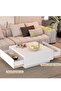 Living Room Coffee Table with Storage Drawers, 90CM Modern Square Wooden Coffee Table - 3