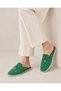 Liora Green Genuine Leather Suede Women's Loafer Mule Slippers with Gold Accessories - 2