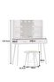 Dressing Table with Lamp and Mirror, 100cm Vanity Table with Soft Stool, Large Modern Toilet Table with Drawers and Shelves, Family Makeup Table Set - 3