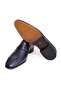 Dark Blue Color Laceless Genuine Leather Leather Sole Men's Shoes - 3