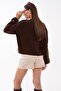 Women's Knitted Loose Sweater with Button Detail on Sleeves 265015 - - 5