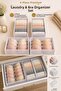 4-Piece Laundry and Bra Organizer Set, 2 Pieces with 12 Compartments + 2 Pieces with 8 Compartments for In-Closet Organization