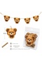 Retro Teddy Bear Birthday Set for 8 People (Plate-Cup-Corn Box-Cake Topper-Toothpick-Banner-Teddy Bear Decoration) - 3