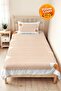Orange Geometric Modern Young Room Single Pique Set-Minimal 160X220 cm Quilted Bedspread