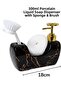 342 Black Marble Patterned Porcelain Liquid Soap Dispenser with Brush |   Gold Pumped - 2
