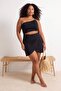 Black One Shoulder Skirted Plus Size Swimsuit Tbbss26Am00027 - 3