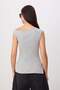 Gri Melanj Fitted/Vücuda Oturan Asimetrik Yaka Kolsuz Yumuşak Örme Bluz TWOSS26BZ00793 - 7