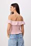Pembe Fitted/Vücuda Oturan Straplez Kolsuz Gipeli Tok %100 Pamuk Örme Bluz TWOSS26BZ00835 - 4