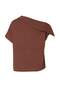 Brown Asymmetric Collar Button Detail Woven Blouse Twoss26Bz00842 - 7