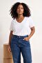 Siyah-Beyaz- Kahverengi 3'lü Paket Regular Fit V Yaka Büyük Beden T-shirt TBBSS26BF00031 - 7