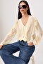 Açık Sarı Volanlı Boho Yarı Transparan Gömlek TWOAW26GO00045